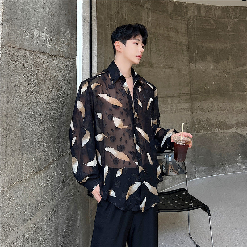 Jacquard Micro Perspective INS Wind Long Sleeve Shirt