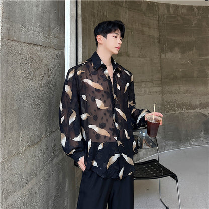 Jacquard Micro Perspective INS Wind Long Sleeve Shirt