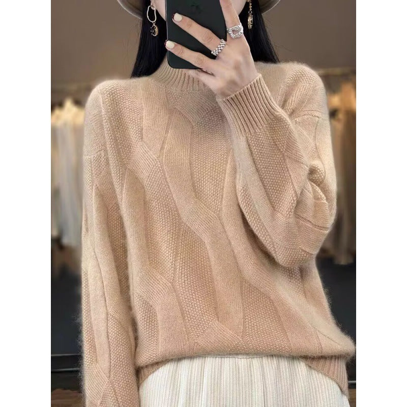 Comfortable Slimming Soft Glutinous Knitted Thickened Half-high Collar Sweater