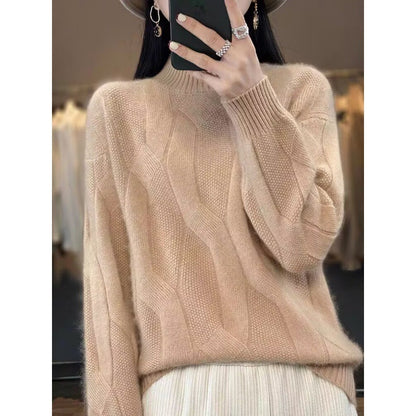 Comfortable Slimming Soft Glutinous Knitted Thickened Half-high Collar Sweater