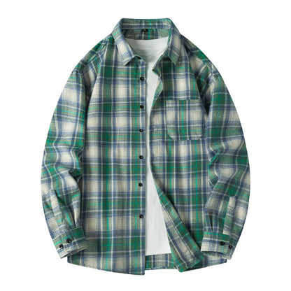 American Fashion Brand Long Sleeve Plaid Shirt Men