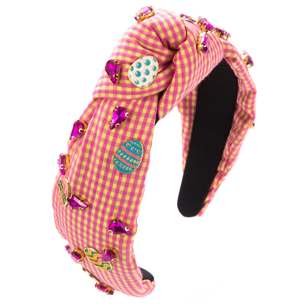 Fashion Plaid Fabric Hand-stitched Easter Headband