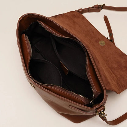 Leather Solid Color Large Capacity Shoulder Crossbody Bag