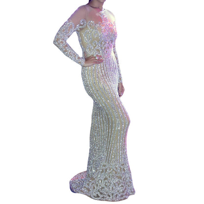 New Women's Sexy Bronzing Long-sleeved Dress