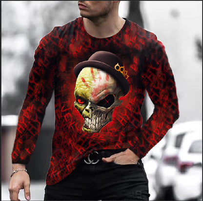 Digital Skull Graphic Long Sleeve Performance T-Shirt