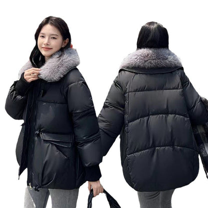 Korean Style Loose Lapels Sense Puffer Jacket Coat