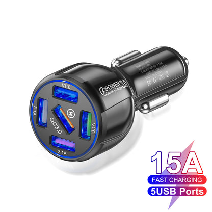 PentaCharge QC3: 5-Port 15A QC3.0 High-Capacity Automotive Hub