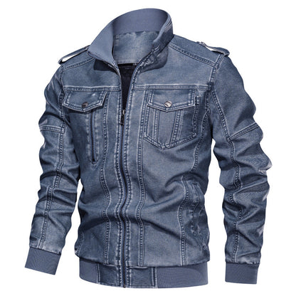 European American Style Mens PU Leather Coat Sleek Versatile Luxury