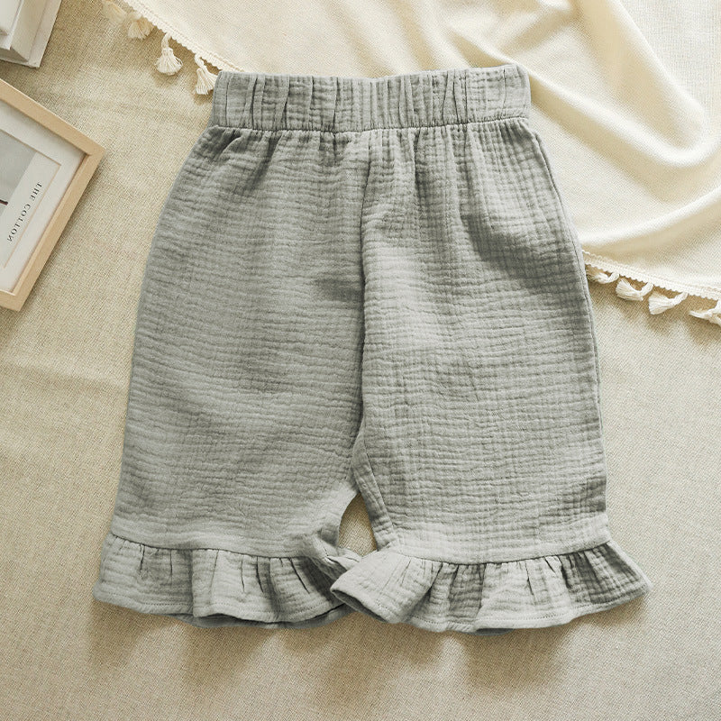 Girls' All Match Cotton Ruffled Shorts
