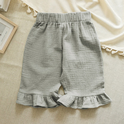 Girls' All Match Cotton Ruffled Shorts