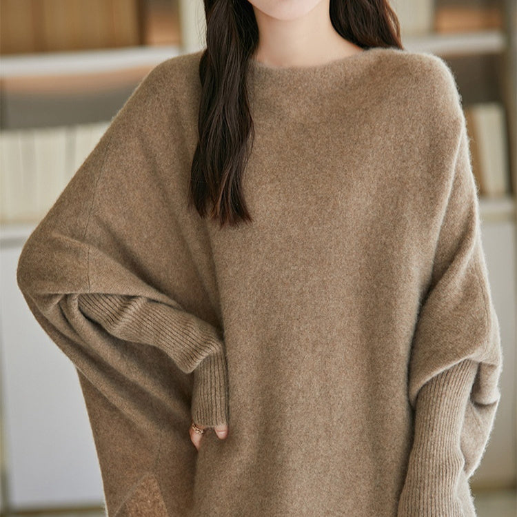 Lazy Sweater Loose Design Women's Off-neck Knitted Retro Pullover