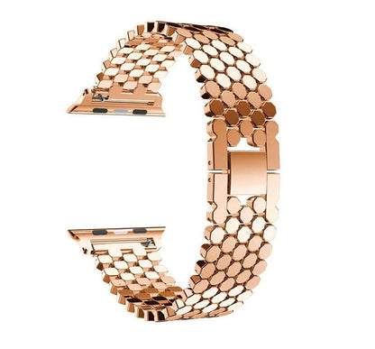 Scale Grain Zinc Alloy Five-bead Honeycomb Strap