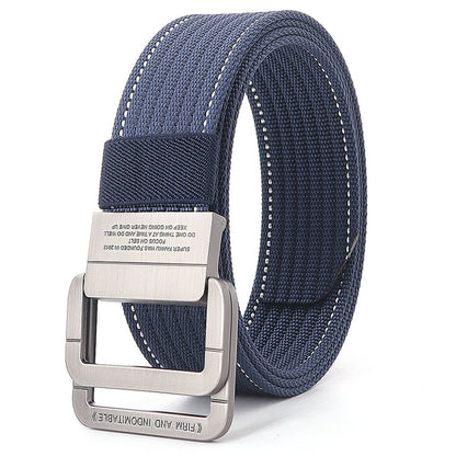 Alloy Double Ring Buckle Woven Nylon Tactical Sports Outdoor Waist Belt
