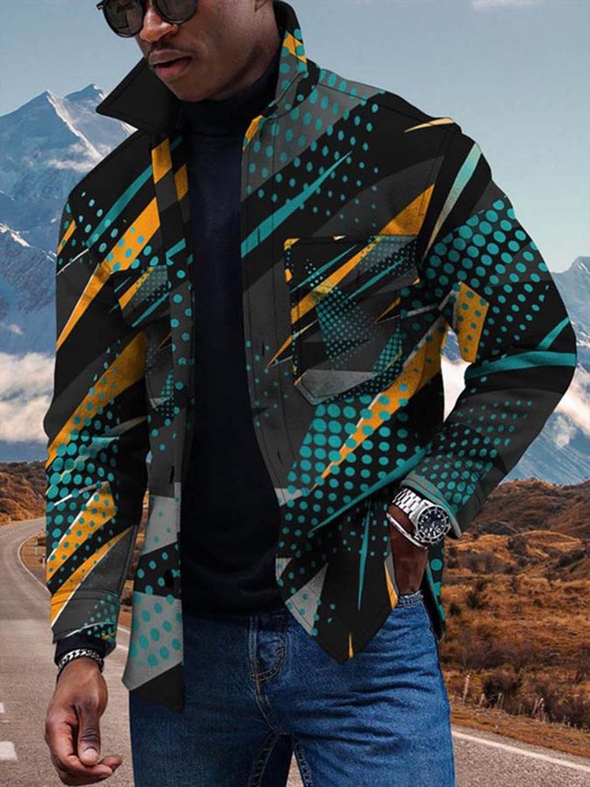 Avant-Garde Color Fade 3D Digital Print Cardigan