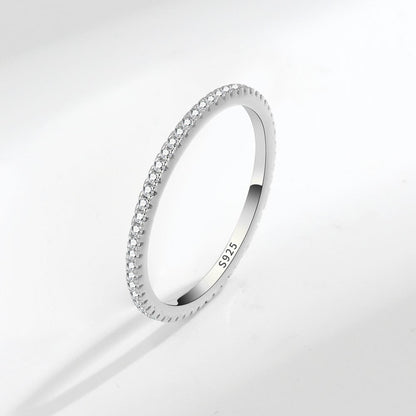 S925 Silver Fashion Full Diamond Little Finger Ring Single Row Ring
