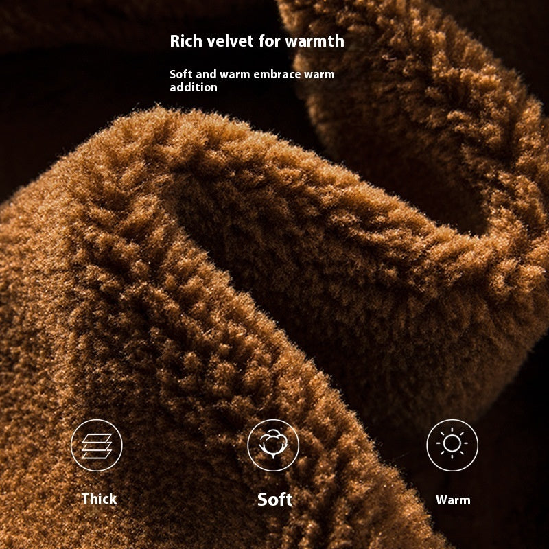 Lambswool Fleece-Lined Thickened Suede Fabric Jacket Plush Elegance