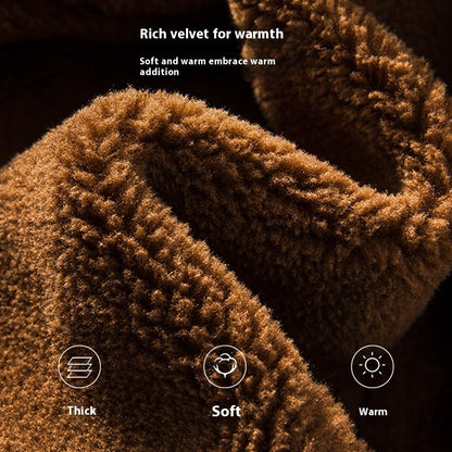 Lambswool Fleece-Lined Thickened Suede Fabric Jacket Plush Elegance
