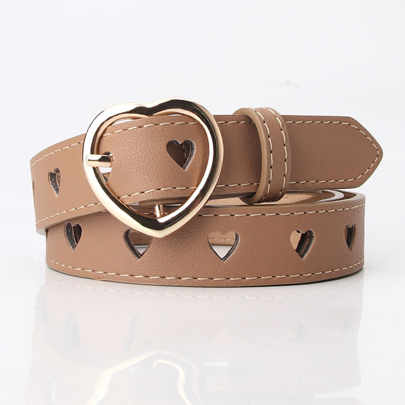 All-match Punch-free Hollowed Heart Shape Belt Ladies