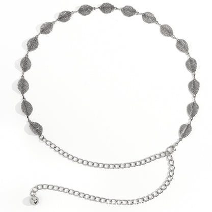 Leaf Style Waist Chain Retro Paired With Denim Skirt And Pants