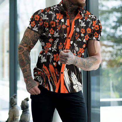 Vibrant Summer Beach Graphic Print Casual Shirt