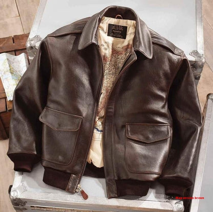 Retro Oversized US Air Force Fur Leather Coat Aviation Legacy