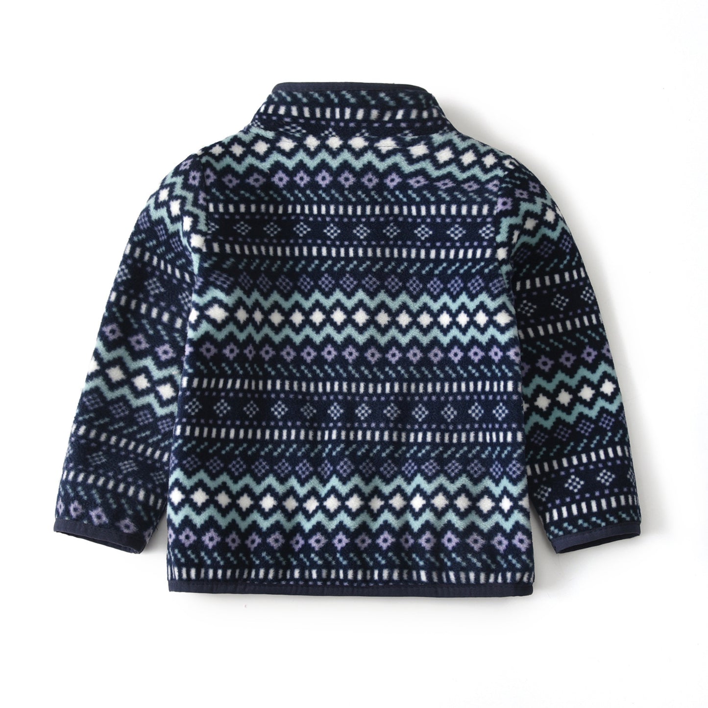 Baby Polar Fleece Jacket Navy Blue Striped Thin Long Sleeve Stand Collar Top