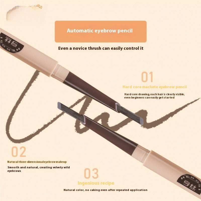 Makeup Color Rendering Double Head Extremely Thin Waterproof And Sweat-proof Eyebrow Pencil