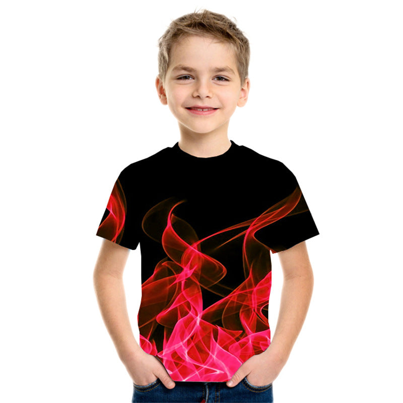 The Flame Prism: Three-Color Flame 3D Printed Short-Sleeve T-Shirt