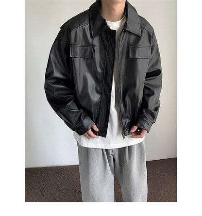 Vintage Motorcycle Leather Coat Mens Autumn Timeless Rider Style