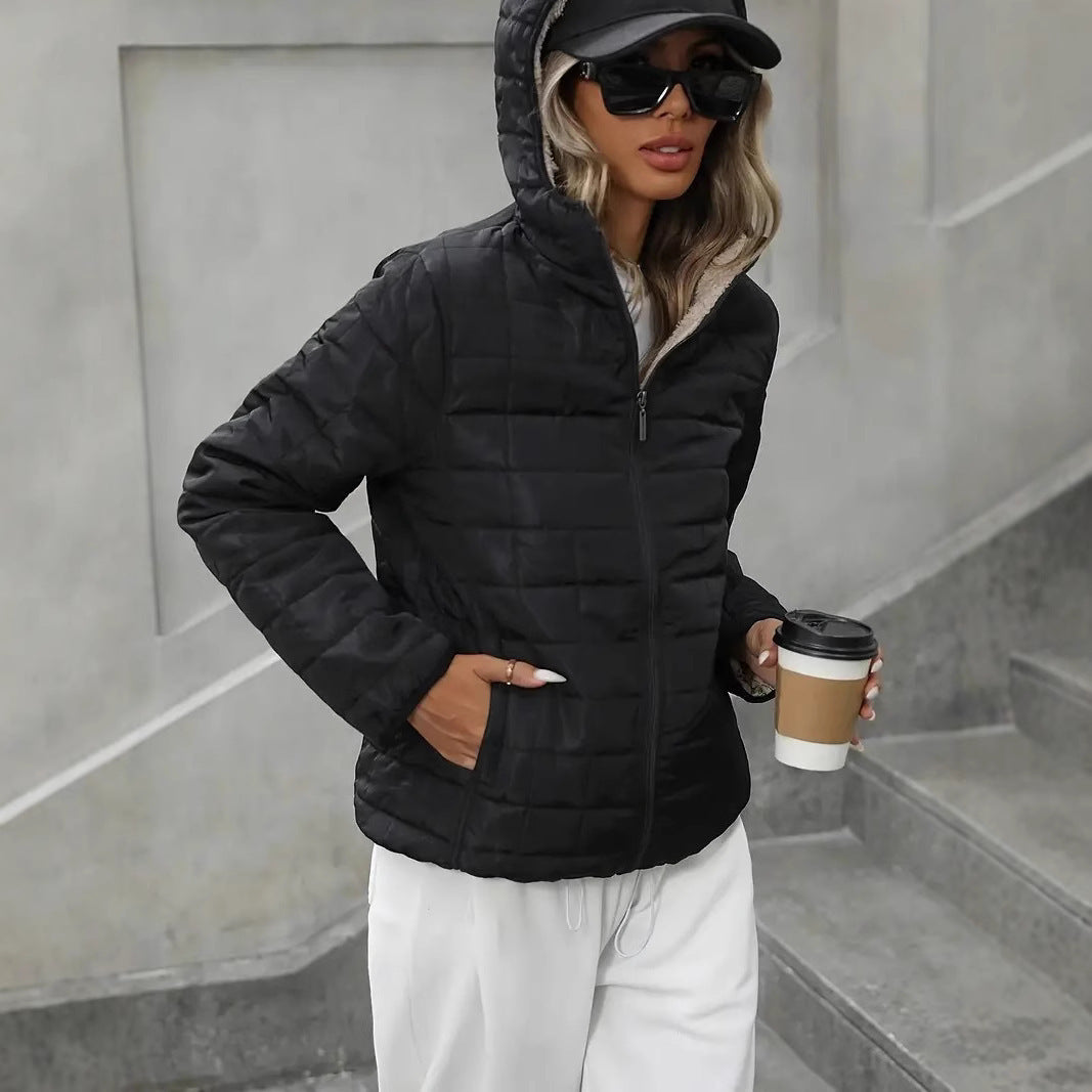 Cashmere Casual Jacket Plaid Cotton-padded Jacket For Women