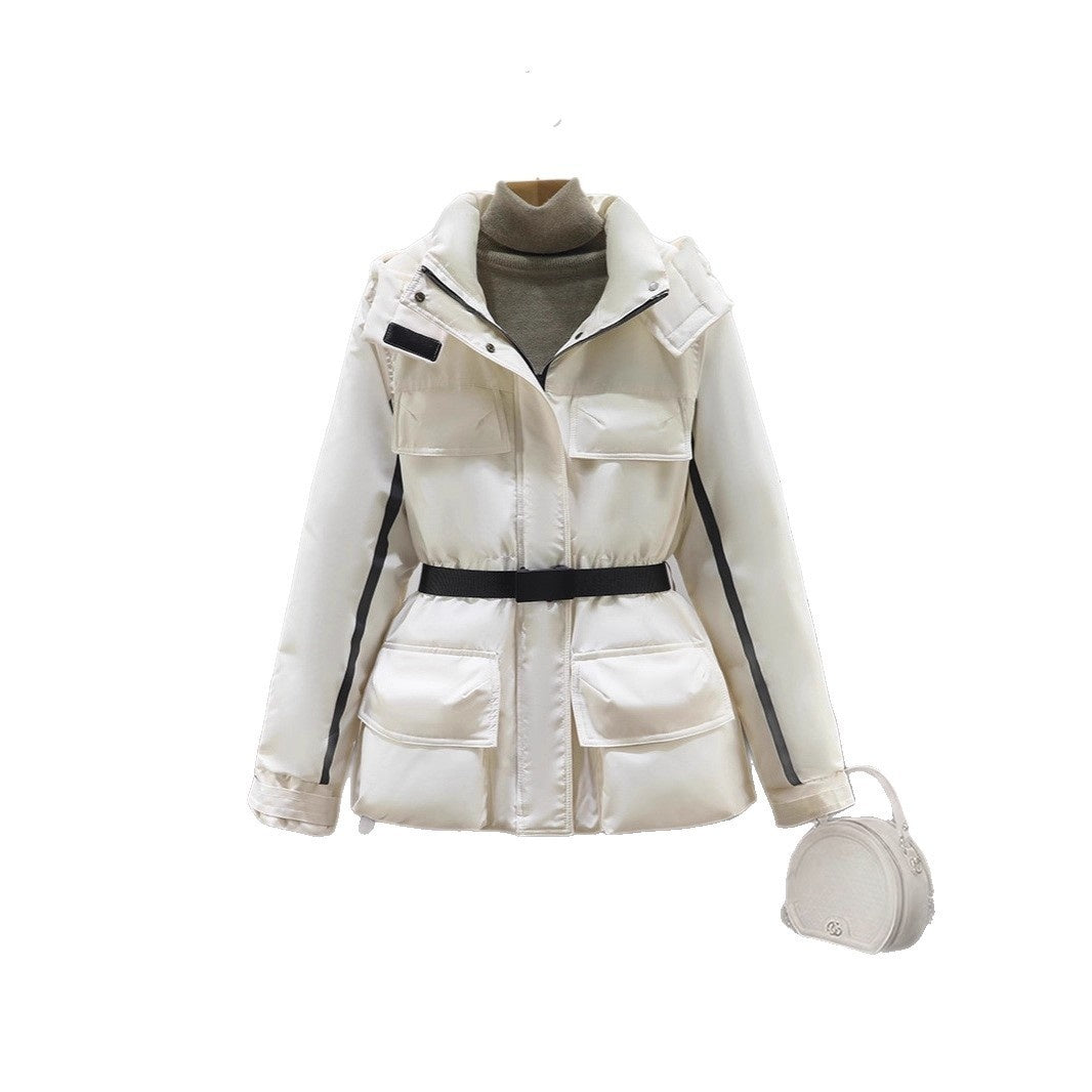 Waist-tight Slimming Hooded Women's Thick Mid-length Cotton-padded Coat