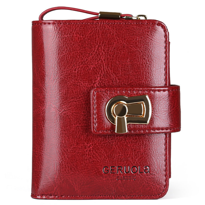 Women's Fashion Short Large Capacity Buckle Wallet