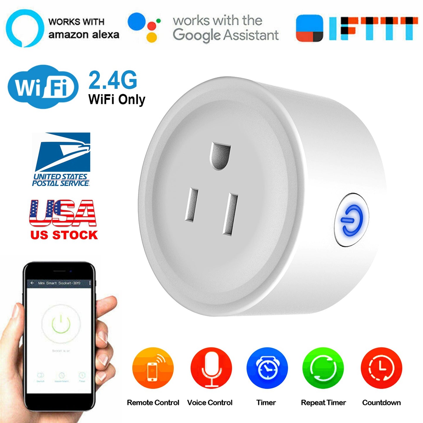 WiFi Smart Plug Outlet Wireless Smart Socket APP Remote Voice Control Timer Alexa Google US