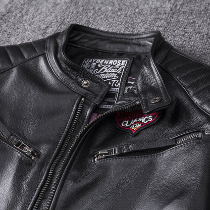 Mens Stand Collar Motorcycle Jacket Coat Bold Minimalist Profile