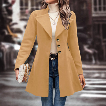 Fashionable And Casual Solid-color Elegant Mid-length Women's Thick Jacket