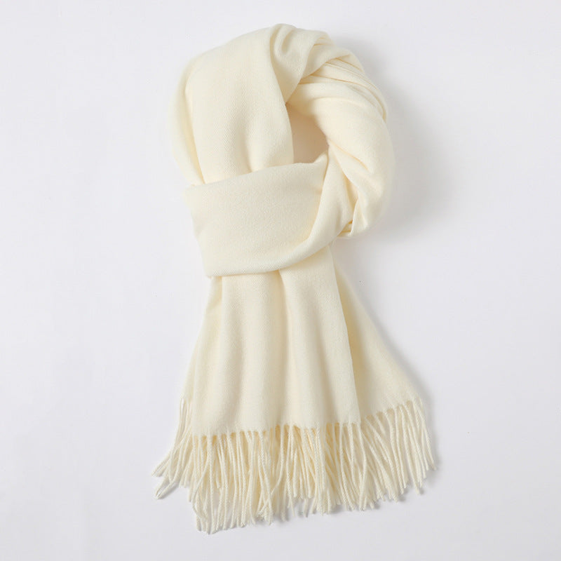 Simple Tassel Shawl Warm Artificial Cashmere Scarf