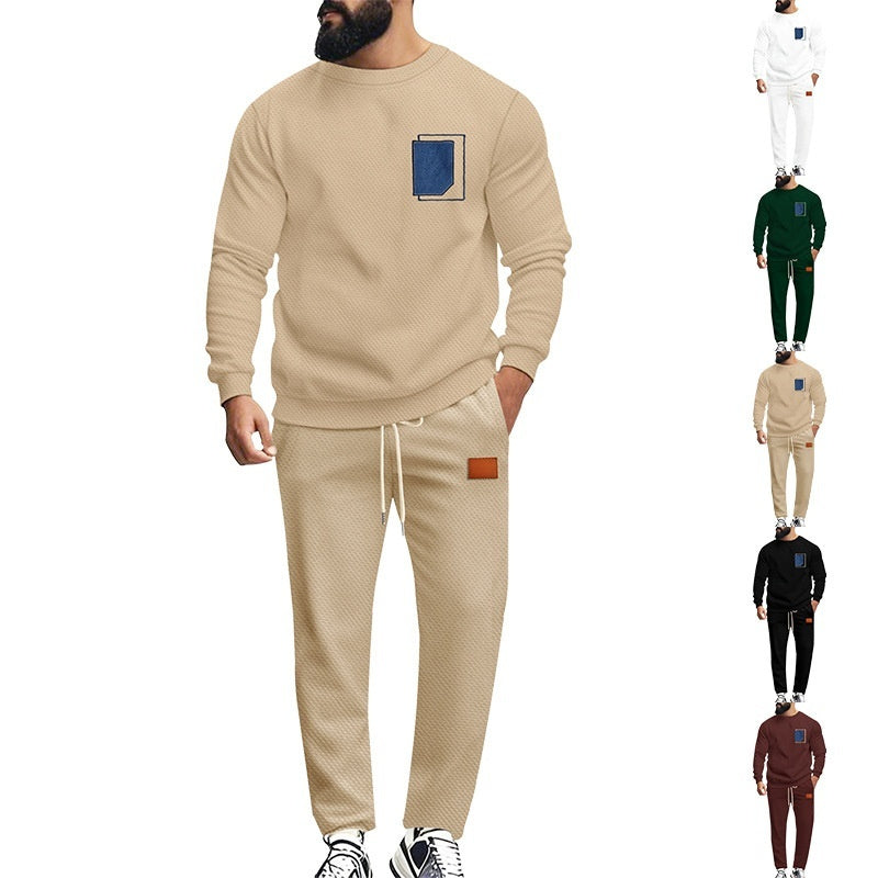 Men's Sport Suit Color Matching Sweater Two-piece Casual Fashion