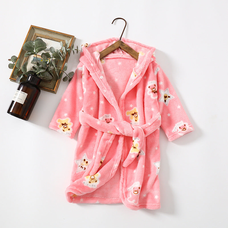 The Coral Night: Children’s Flannel Hoodie Night-Robe