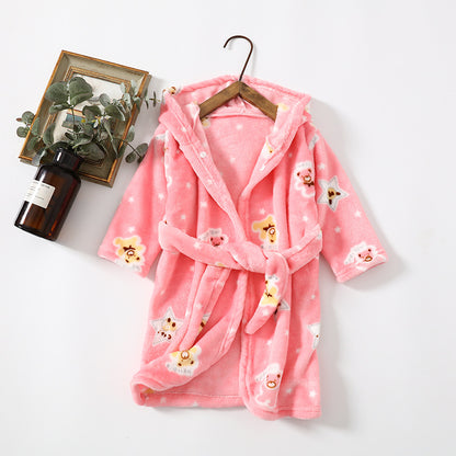 The Coral Night: Children’s Flannel Hoodie Night-Robe