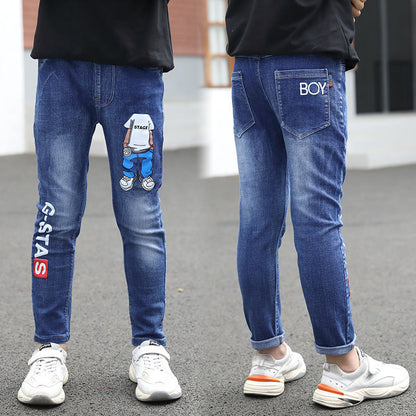 Boys Jeans Autumn Winter New One-Piece Velvet Luxe Insulation
