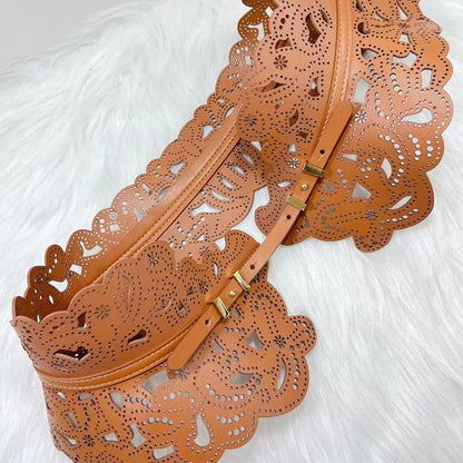 Women's Cowhide Belt Decoration Fashion Girdle Match With Coat Waist-tight Leather Belt