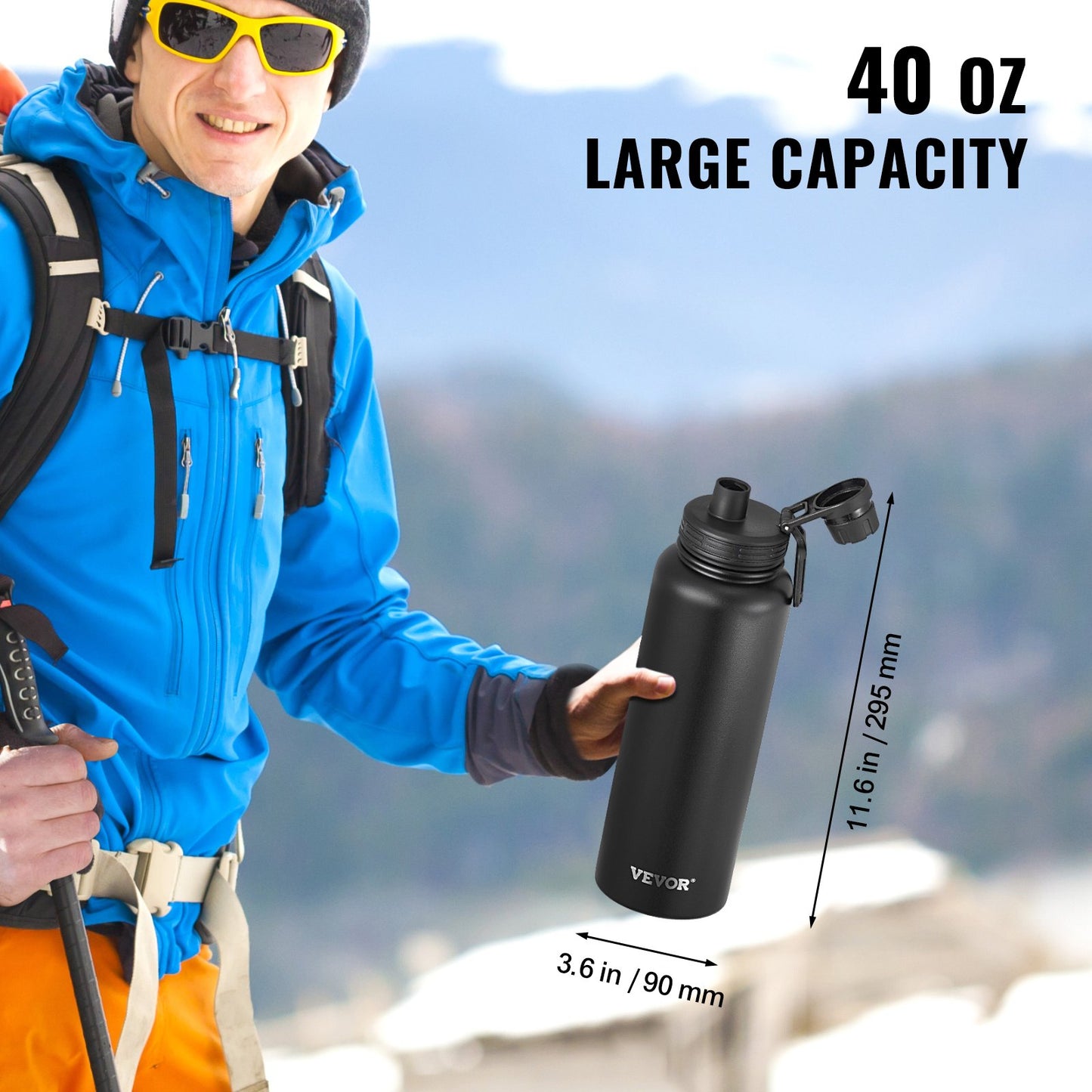 Onyx Wide: 40oz Wide-Mouth Stainless Steel Insulated Bottle