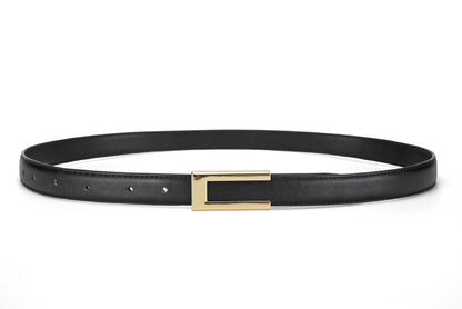 Cowhide Retro Black All-match Decorative Skirt Suit Jeans Leather Thin Belt