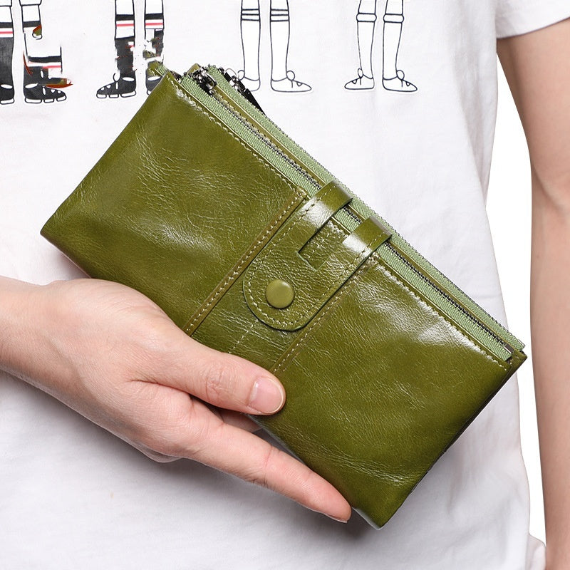 Retro Women's Leather Wallet Fashion Rfid Long Wallet