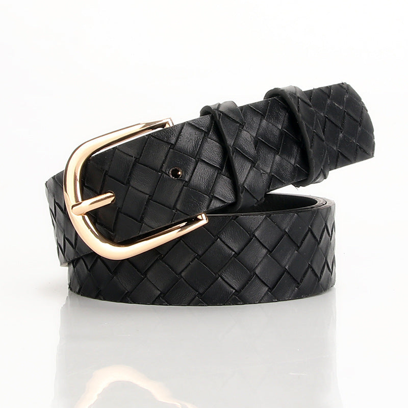 Women's Alloy Pin Buckle Belt Trendy Wild Belt Personality Imitation Weaving