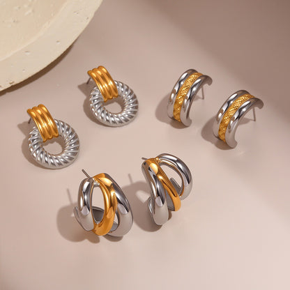 Stainless Steel Simple Design Earrings