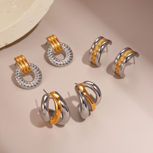 Stainless Steel Simple Design Earrings