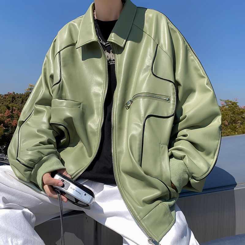 Spring Autumn Leather Coat Men Timeless Transitional Layer