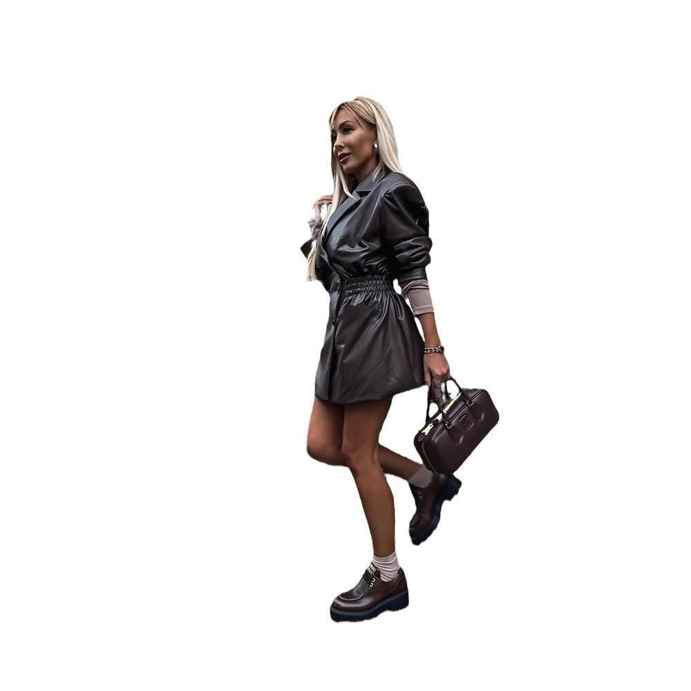 European And American Artificial Leather Corset Suit Collar Jacket