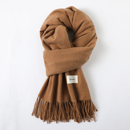 Simple Tassel Shawl Warm Artificial Cashmere Scarf
